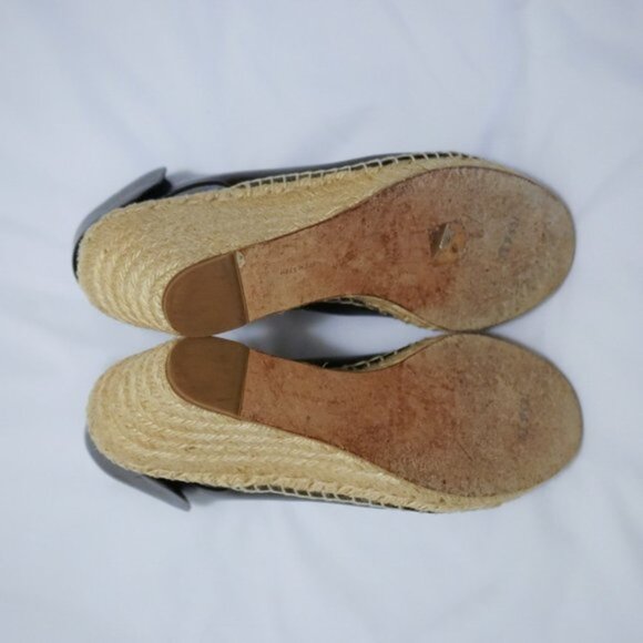 Celine Black Leather Wedge Espadrilles - Picture 6 of 10